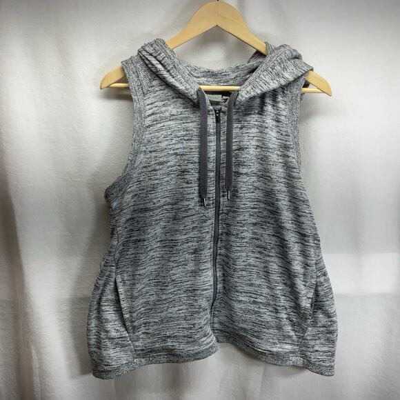 Athleta M Hooded Vest Sleeveless Gray Modal Very Nice Excellent Condition - Picture 1 of 7